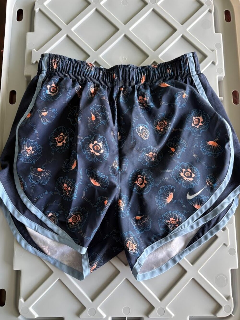 Nike Dri-FIT Tempo Running Shorts Navy Blue Floral Print Size XS